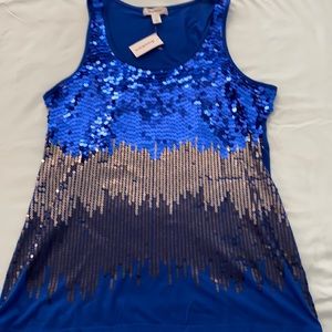 Blue tank top with sequins. Still has tag on.
